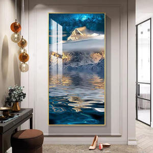 บ้านพระอาทิตย์ตกขนาดใหญ่ชายหาดพร้อมแขวนภาพกระจกนิรภัยภาพวาดคริสตัลผนังศิลปะมอร์เดนกระจกเทมเปอร์ - Product Image 5