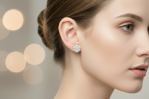 Pendientes florales de oro de 14 quilates y diamante natural de 1.00 quilates para uso diario para mujer - Product Image 5