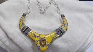 สร้อยคอสังกะสีอัลลอยผสมจากเรซินรูปเสือดาวทำด้วยมือคุณภาพที่ไม่เหมือนใครสำหรับผู้หญิงสร้อยคอชนเผ่าขนาดใหญ่สไตล์ชาติพันธุ์วิทยาตามธรรมชาติ - Product Image 2