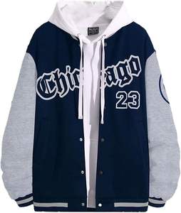 Vintage Woolen Baseball <b>Jacket</b> for Men Women <b>Smart</b> <b>Casual</b> Winter Stand Varsity <b>Jacket</b> <b>Casual</b> Letter Print Patchwork Bomber Coat - Product Image 4