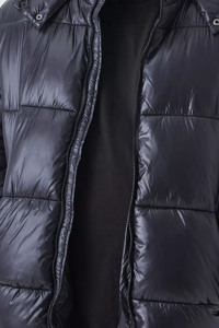Veste bouffante à capuche haute brillance personnalisée grande taille de haute qualité en noir vestes coupe-vent chaudes d'hiver à bulles pour hommes avec poches - Product Image 5