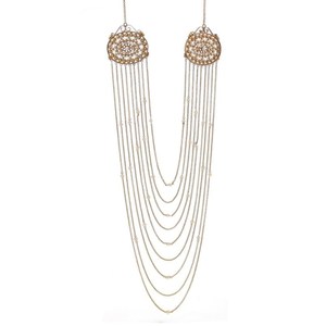 สร้อยคอสไตล์แต่งงานวินเทจของผู้หญิงแท้18K สีเหลืองทองชุบเอ็ดเวิร์ดเก้าสาระเครื่องประดับแฟชั่น Choker ทำจากโลหะผสม - Product Image 5