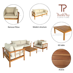 Ensemble de canapés en bois massif tout temps, mobilier moderne convertible intérieur/extérieur pour hôtels et villas, salons et patios - Product Image 2