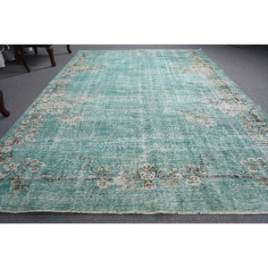 Alfombra de 6.6x9.8 pies, Alfombra Turca Vintage, Alfombra con Borde Verde - Product Image 3