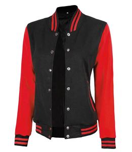 Chaquetas Varsity de Lona Negras y Rojas para Hombre, Estilo Moderno, Cuello Alto, Personalizables, Mangas Rojas, Cierre de Botón Frontal, Resistentes al Viento - Product Image 3