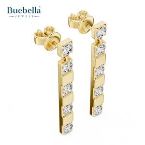 Pendientes de Plata de Ley 925 para mujer, joyería fina clásica de diamante de corte redondo, diseño personalizado al por mayor - Product Image 1