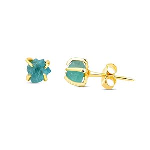 5-7mm Genuine Apatite Gemstone <b>Stud</b> Earrings Handmade 925 <b>Sterling</b> <b>Silver</b> Classic Artisan Jewelry March Birthstone Gifts - Product Image 1