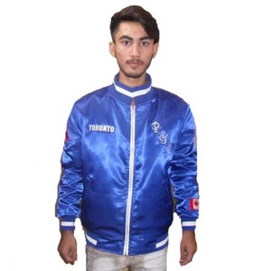 Chaqueta Bomber de satén personalizada al por mayor chaquetas Bomber de satén de seda bordadas Varsity chaqueta Varsity de béisbol para hombre - Product Image 5