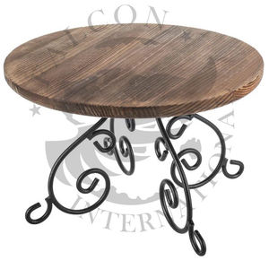 Handcrafted Rustic Burnt Pine Wood Cake <b>Stand</b> with Black Metal Base <b>Cupcake</b> Riser for Wedding Party Birthday Dessert Display - Product Image 1