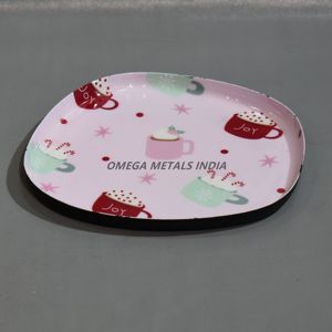 Délicieux plateau rose avec des motifs de tasse fantaisistes idéaux pour afficher des friandises et améliorer les occasions festives - Product Image 1