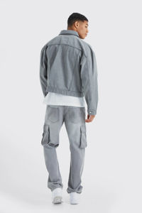 Veste courte en jean pour homme, sur mesure, bleu uni, élégante, décontractée, vêtement d'extérieur tendance, OEM, prix de gros bas - Product Image 5