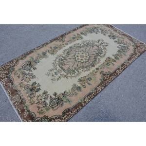 พรมขนแกะสไตล์ตุรกีโบราณสีเบจสีน้ำตาล3.8 x 7ft เย็บปะติดปะต่อกันพื้นที่ขนาดใหญ่สำหรับห้องโถงห้องนอนยางสี่เหลี่ยมห้องข้างเตียง - Product Image 4