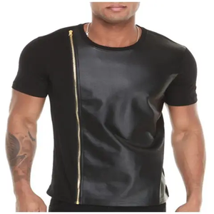 Camisetas de Cuero para Hombre, Lisas, Más Vendidas, Color Personalizado, Transpirables, de Alta Calidad, Servicio OEM, Tela de Lona, Venta al Por Mayor - Product Image 1