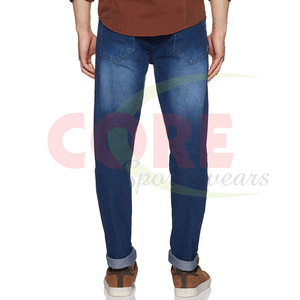 กางเกงยีนส์สีน้ำเงินคุณภาพสูงใส่ได้ทั้งชายและหญิงกางเกงผ้าฝ้ายนุ่มสบายและปรับเอวได้ - Product Image 3