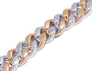 Cadena de eslabones cubanos de Hip Hop personalizada con diamante de moissanita redondo de plata esterlina S925 de dos tonos para raperos - Product Image 4