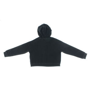 เสื้อฮู้ด Adidas Originals Trefoil Cropped Velvet Hoodie Womens Active Hoodies สี: สีดำสโมคกี้ ของแท้ 100% - Product Image 2