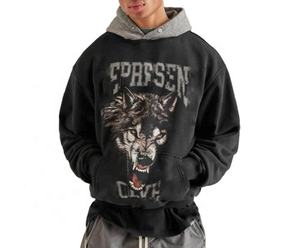 Impression personnalisée par injection directe pulls à capuche vintage lavés sweats pour hommes survêtement sweat à capuche surdimensionné pour hommes - Product Image 1