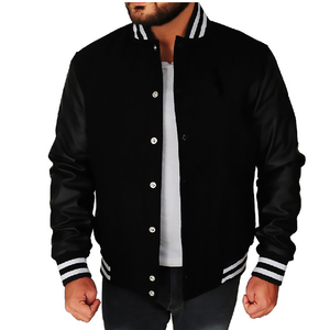 Veste universitaire unisexe de qualité supérieure cuir letterman de baseball personnalisé avec tissu en toile directement de l'usine pour hommes - Product Image 1
