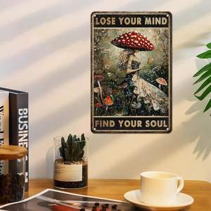 Targa in Metallo PEACHGARDEN con Decorazione a Fungo per Cucina, Decorazione per Cercatori di Funghi, 'Perdete la Mente, Trovate l'Anima' - Product Image 6