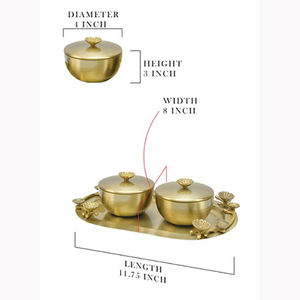 Bandeja de servicio rectangular de aluminio dorado mate con cuencos para servir y mango de flores elegante para restaurante, hogar, suministros para hoteles - Product Image 4