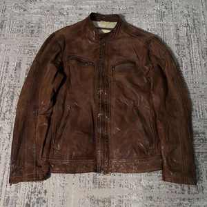 Chaqueta de Cuero de Oveja Genuino para Hombre, Hecha a Medida con Logotipo Personalizado, Estilo Vintage, Desgastada, Tipo Bomber, para Motociclista y Carreras - Product Image 2