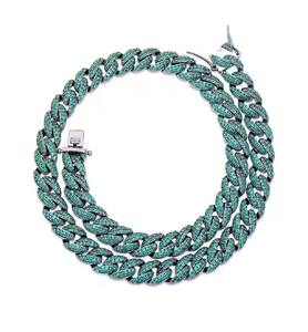 Chaîne à maillons cubains en diamant Mossanite de forme ronde glacée avec des chaînes cubaines Hip Hop en argent pour hommes colliers de mode Inde - Product Image 1