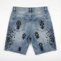 Shorts Bermuda en Denim Personnalisés pour Femme – Respirants, Écologiques, Séchage Rapide, Coupe-Vent, Motifs Floraux et Strass, Style Streetwear, Coupe Droite