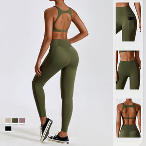 ชุดออกกำลังกายผ้าสแปนเด็กซ์/ โพลีเอสเตอร์สำหรับผู้หญิงชุดออกกำลังกายในยิมผ้าสแปนเด็กซ์เป็นมิตรต่อสิ่งแวดล้อม - Product Image 3