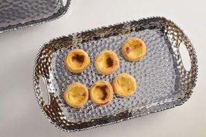 ถาดเสิร์ฟอาหารชุบนิกเกิลทรงสี่เหลี่ยมสีเงินทรงหอยเชลล์มีด้ามจับถาดของว่างสำหรับตกแต่ง - Product Image 5