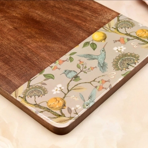 Grande planche à découper ronde élégante en bois de manguier Design naturel écologique Vaisselle portable sans couture essentielle pour la cuisine - Product Image 6
