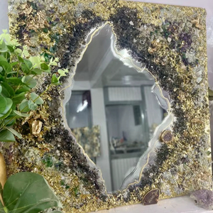 Wholesale Handmade Rectangle Modern <b>Photo</b> <b>Frame</b> with Buffalo Bone Druzy Slice for Home & Wedding Decor - Product Image 1