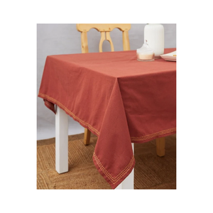 Mantel bordado de algodón orgánico con hojas verdes, certificado OEKO TEX, textura de lavado suave 280 GSM para decoración de comedor familiar al aire libre - Product Image 4