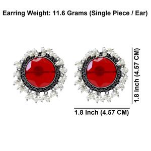 Efulgenz ต่างหูคริสตัลสตั๊ดเม็ดใหญ่ต่างหูมุกเทียมต่างหูอินเดียสำหรับผู้หญิงต่างหูเม็ดใหญ่เครื่องประดับสำหรับผู้หญิง - Product Image 4