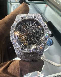 Customised Logo Skeleton Luxury High Quality Silver Moissanite Wristwatch automatic Movement Glass for Wedding Antique Fashion - Product Image 2