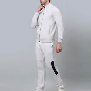 Deportes al aire libre Hombres chándal relajado corte atlético con cintura flexible y chaqueta con cremallera frontal adecuado para el fitness - Product Image 3
