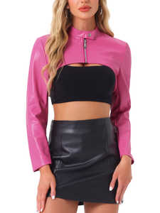 Veste en cuir automne-hiver personnalisée pour femmes avec col tournant solide manches complètes et doublure en satin respirant - Product Image 5