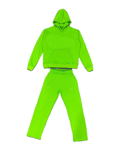 Ensemble de survêtement pour homme surdimensionné de haute qualité avec logo imprimé en relief 3D personnalisé, ensemble de sweat-shirt et de pantalon de survêtement patchwork délavé - Product Image 2