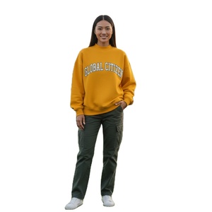 Women's Winter Casual Custom Soft Cotton Fleece Oversized <b>Drop</b> Shoulder Mock Neck Crewneck Pullover Sweatshirt Screen Print Logo - Product Image 1