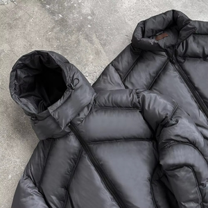 Veste coupe-vent personnalisée Veste coupe-vent matelassée à capuche amovible avec imprimé Veste coupe-vent matelassée Veste résistante à l'eau - Product Image 4