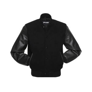 Chaqueta universitaria de cuero de vaca personalizada invierno estilo callejero lana a prueba de viento tejido ecológico transpirable frente Unisex - Product Image 5