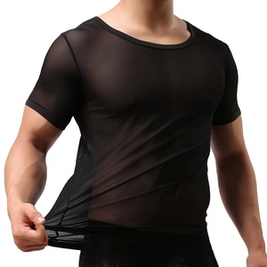Men's Elastic Gym Clothing T-Shirt Streetwear Tops with O-Neck Wholesale Short Sleeves Undershirt Tops - Product Image 5