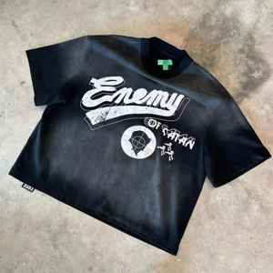 Vente en gros de t-shirts délavés à l'acide t-shirts en pierre avec sérigraphie grand graphique personnalisé t-shirt vintage surdimensionné 100% coton - Product Image 1