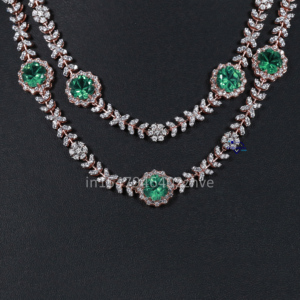 Magnifique ensemble collier et boucles d'oreilles en argent sterling 925 avec diamants moissanite et pierres précieuses améliorant votre glamour - Product Image 1