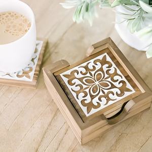 Posavasos modernos de madera blanca de forma redonda libre y gran oferta posavasos de café naturales al por mayor - Product Image 2