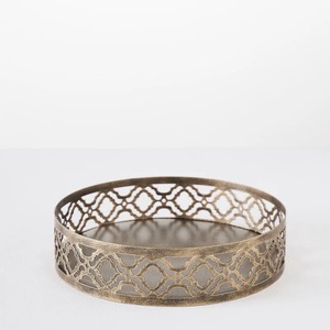 Aesthetic Round Metal Serving Bowl with Golden Designer Base Stand Brass Craft Model for Wedding Decor - Product Image 2