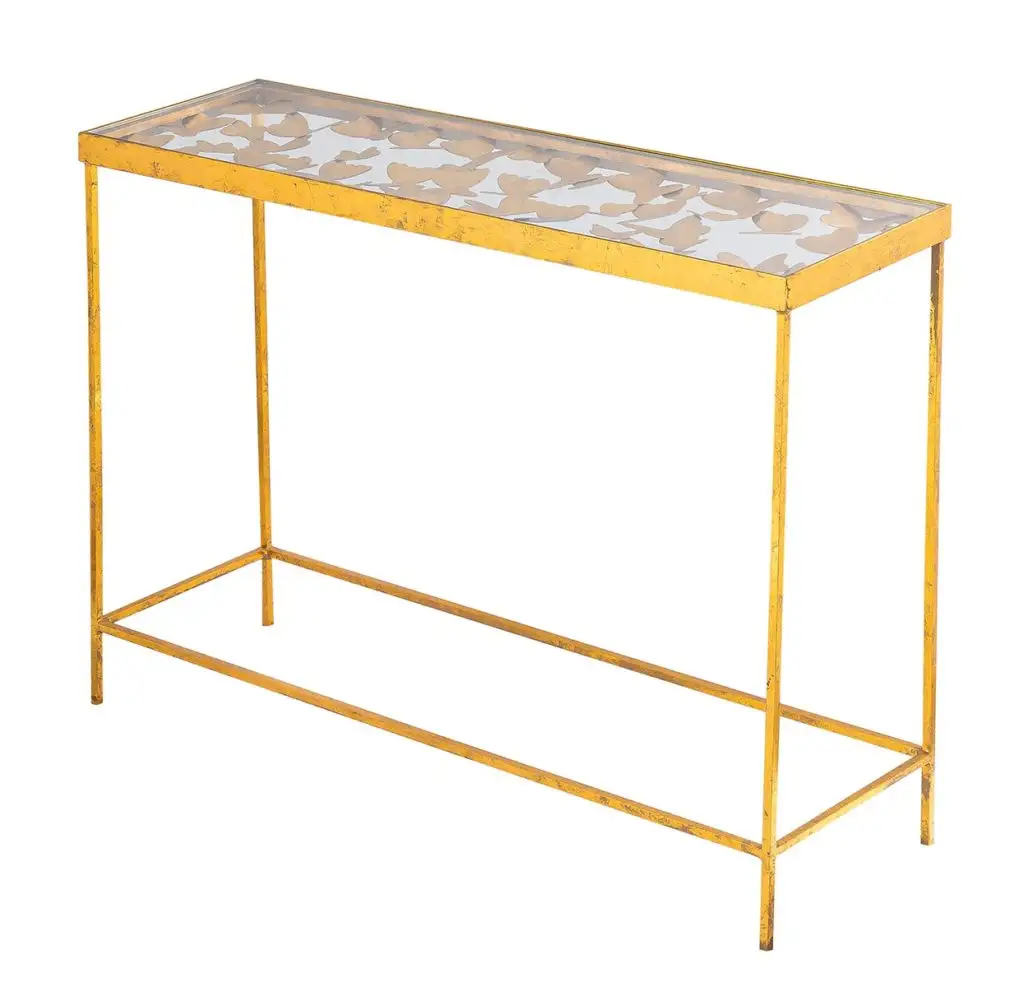 ガラストリビングルーム付きモダンバタフライコンソールテーブルモダンな長方形のトップサイドテーブル家具