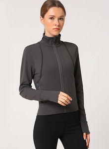 Slim Fit cremallera completa algodón Fitness deporte Crop Tops sudaderas con capucha logotipo personalizado cremallera ropa deportiva para mujeres - Product Image 5