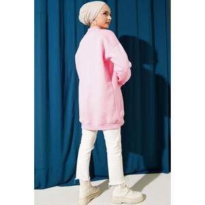 Sudadera bordada de tres hilos de oso de peluche para mujer, Sudadera con capucha de lana rosa con estampado de soplo, Logo de invierno/Material de seda con patrón - Product Image 4