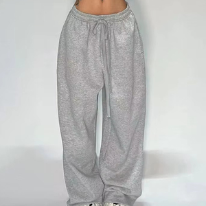 Pantalones Deportivos de Cintura Alta de Moda para Invierno 2025, Pantalones Anchos de Pierna Recta para Mujer, Talla Grande, Cintura Elástica, Transpirables, 100% Algodón - Product Image 6