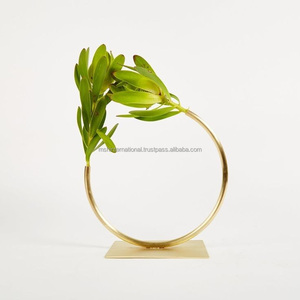 Luxe or fer rond Vases porte-verre décor à la maison bureau verre Vase hydroponique fleur géométrique métal cadre fleur Vase - Product Image 4